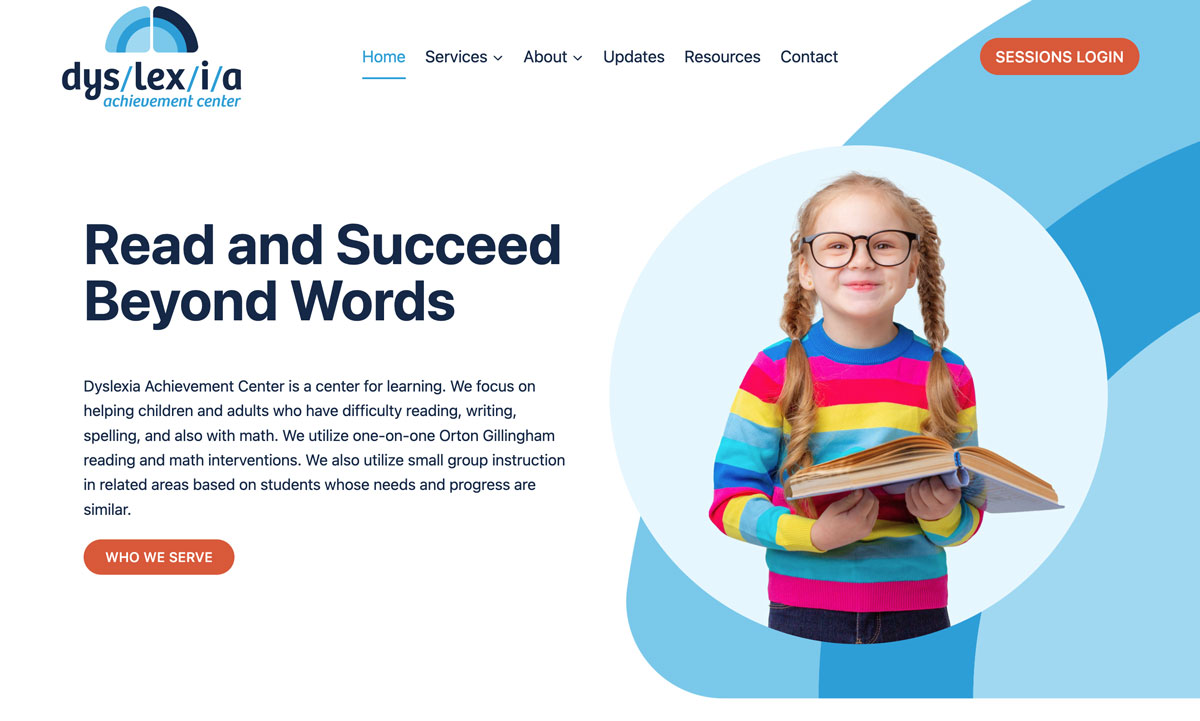 Image of Dyslexia Achievement Center's new website